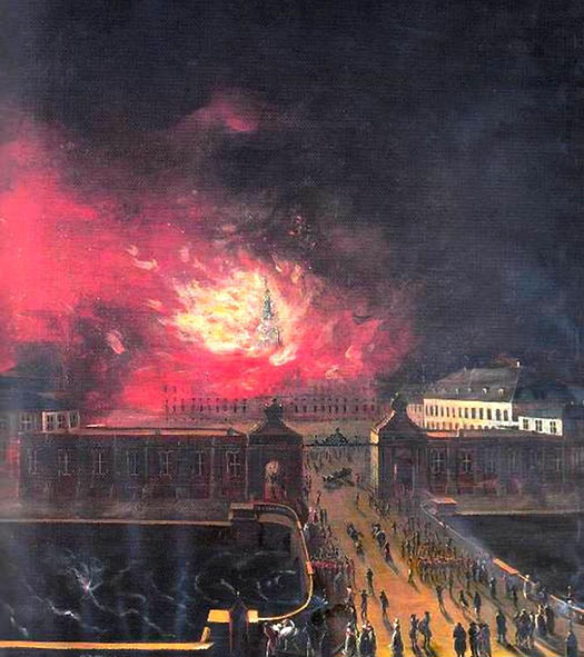 Christiansborg slot brænder 1794 C. D. Fritsch maleri