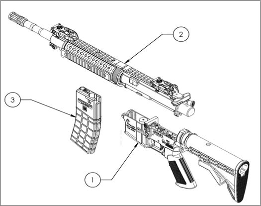 Tippmann M4 carbine 6 mm bb softairgun, reservedelsoversigt, hoveddele