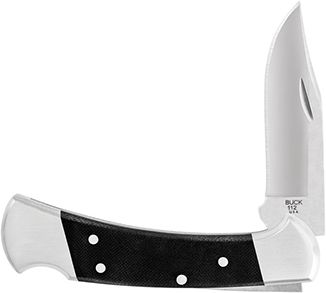 Buck 112 Ranger Pro med G10 skæfte og satingfinish S30V knivsblad, detaljer i stainless