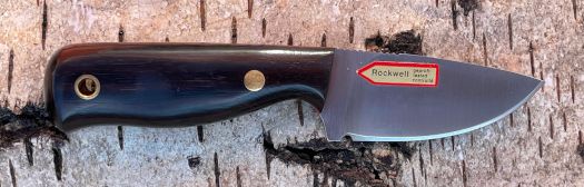 Puma 820158 Marta jagtskinner kniv med fast blad skæfte med Grenadil træ og røde indlæg, arbejds- og jagtkniv i brun læderskede