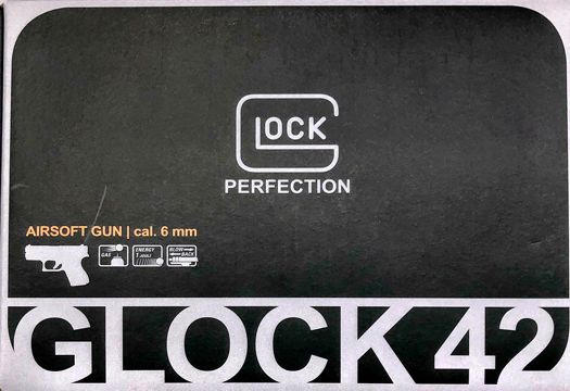 Glock 42 Uma 2.6410 gas blowback pistol, 6 mm BB softair